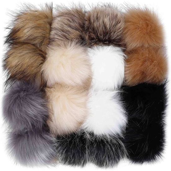 Tournevis,Grand Pompon En Fausse Fourrure Avec Bouton-Pression Pour
