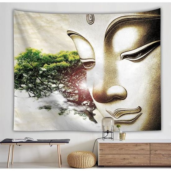 Tenture Murale Bouddha Tapisserie 150cm X 200cm - Impression 3D Décoration Chambre Salon
