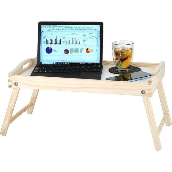 HYFIVE Table Pliable Pour Ordinateur Portable - Plateau Effet Bois Pour Canapé, Lit Ou Bureau