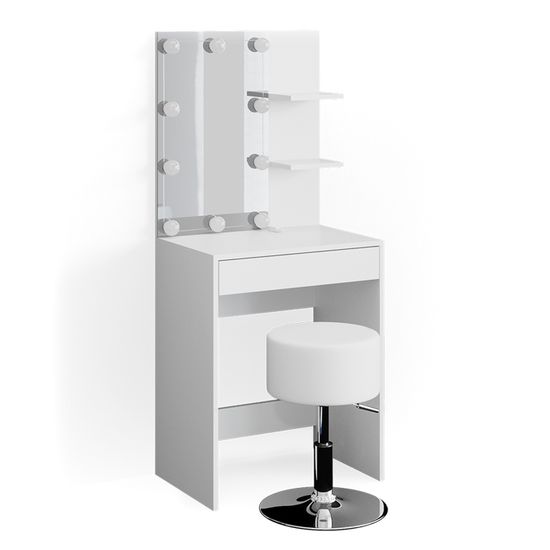 Vicco coiffeuse Elara, Gris, 80 cm avec éclairage LED - Maison