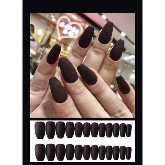 Faux ongles réutilisables et mats - YWEI - STYLE14 - Longs - Plats - 24 ...