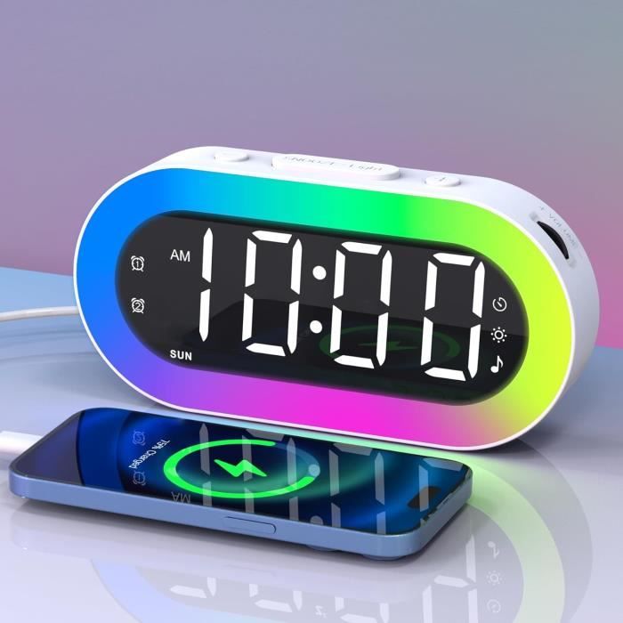 Lafocuse Réveil Projecteur Plafond RGB 11 Couleurs - Horloge Numérique Avec Projection, Veilleuse & Charge USB