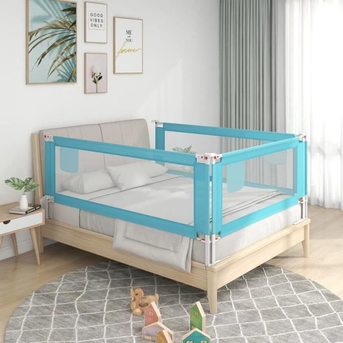 Barrière de sécurité de lit d'enfant Bleu 100x25 cm Tissu - 18