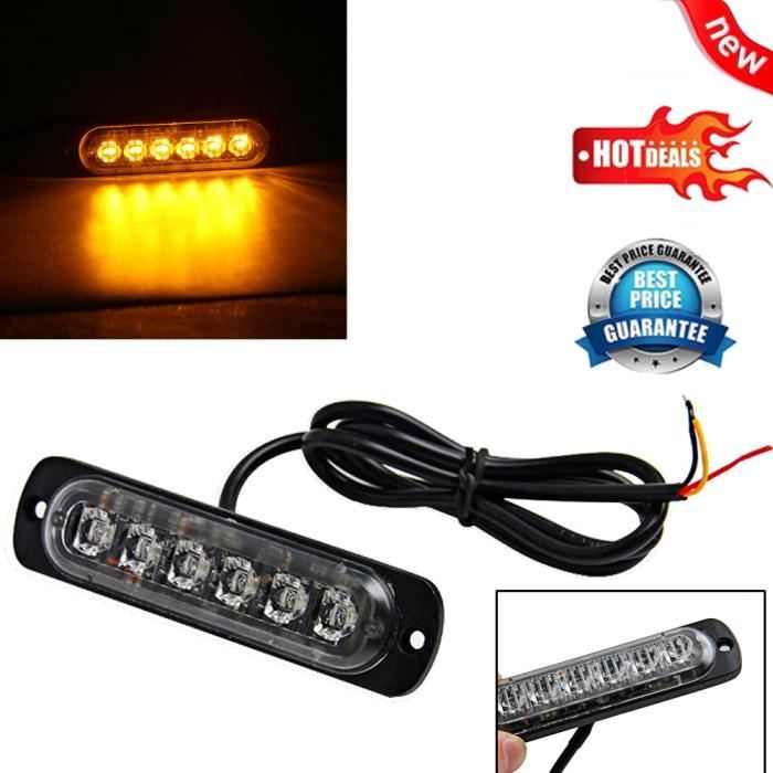 ouniondo® LED voiture Avertissement Lumière d'urgence Ampoule jaune clignotant Strobe Beacon 12V-24V _2859