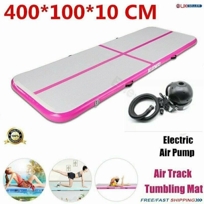 True 4M Air Track gonflable Tumbling Gymnastic Mat Floor Yoga Training Mat Pink