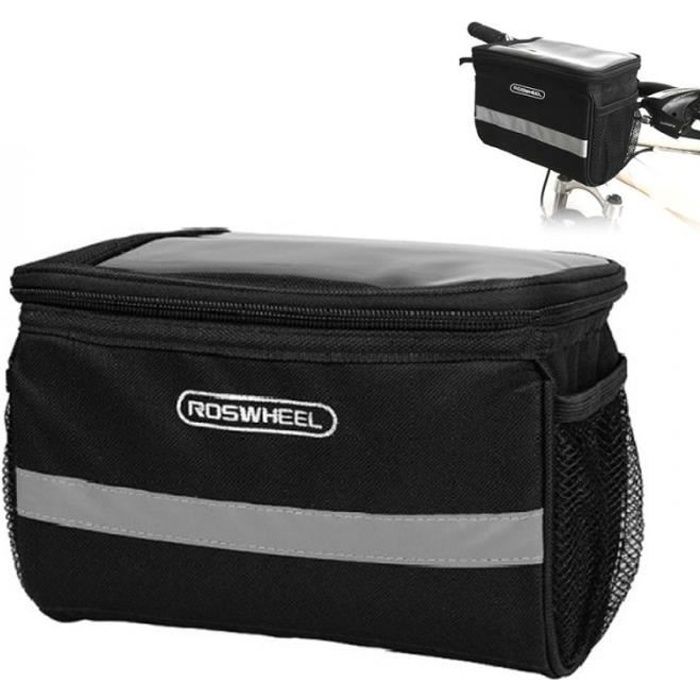 Sacoche Vélo Porte Bagages Cyclisme Réfléchissant Panier de Guidon en Textile Pliable Sac d'emballage Tubulaire Avant du Vélo