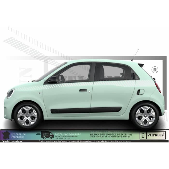 Renault Twingo 3 bandes latérales droite et gauche - BLANC - Kit Complet - Tuning Sticker Autocollant Graphic Decals