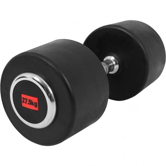 Haltère professionnelle en caoutchouc monobloc, 1 x 27.5kg