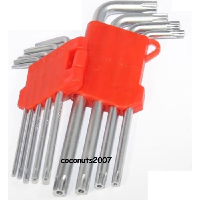 JEu de 9 cle torx percés étoile chrome vanadium
