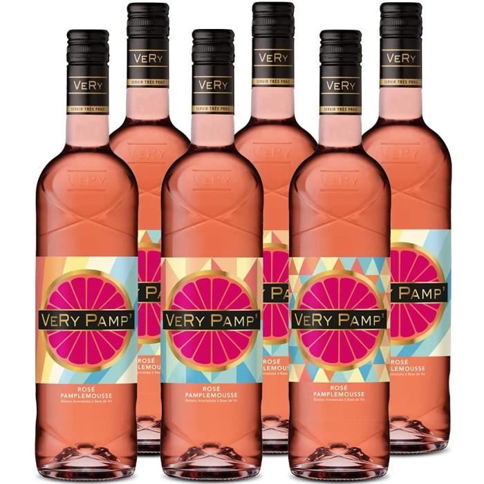 Very Pamp' - Rosé Pamplemousse - Boisson aromatisée à Base de vin - Lot de 6 bouteilles x 75 cl