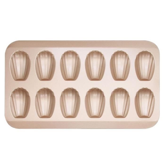 12Cup antiadhésif Madeleine Pan coquille en forme de moule en acier au carbone outils de moule de cuisson GXMA GF12103