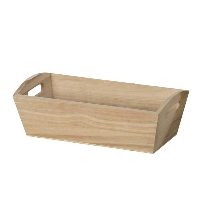 Artemio VIBAR Corbeille en Bois Rectangle, Beige, 28 x 9 x 14 cm