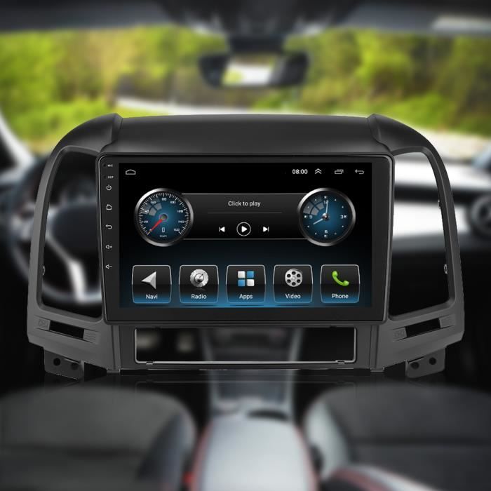 Garosa autoradio FM Lecteur MP5 de Navigation GPS 9in 2Din multimédia pour Android 9.1 adapté pour Hyundai Santa Fe 06-12