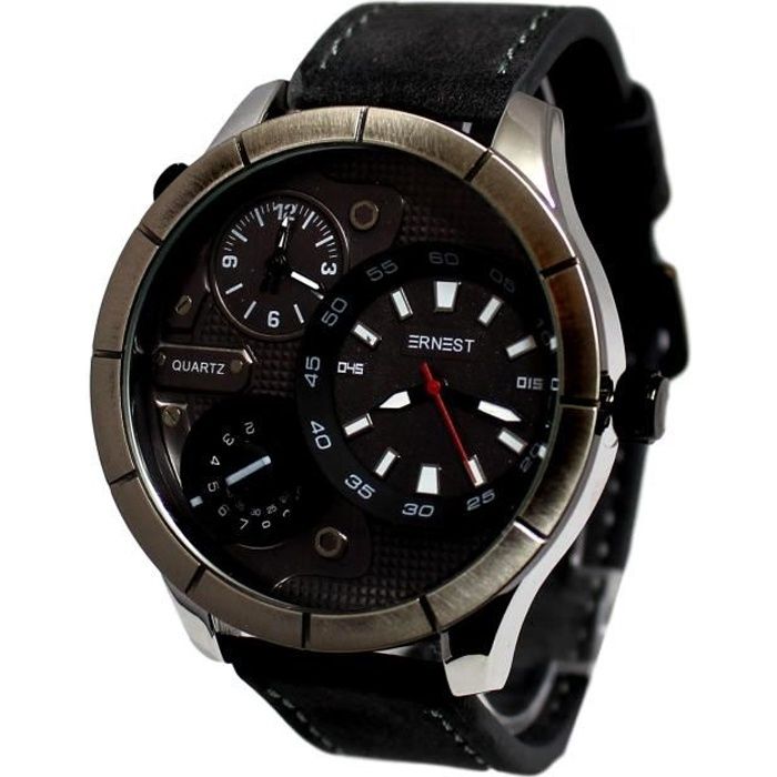 MONTRE HOMME ERNEST GROS CADRAN DOUBLE AFFICHAGE ONLY THE BRAVE