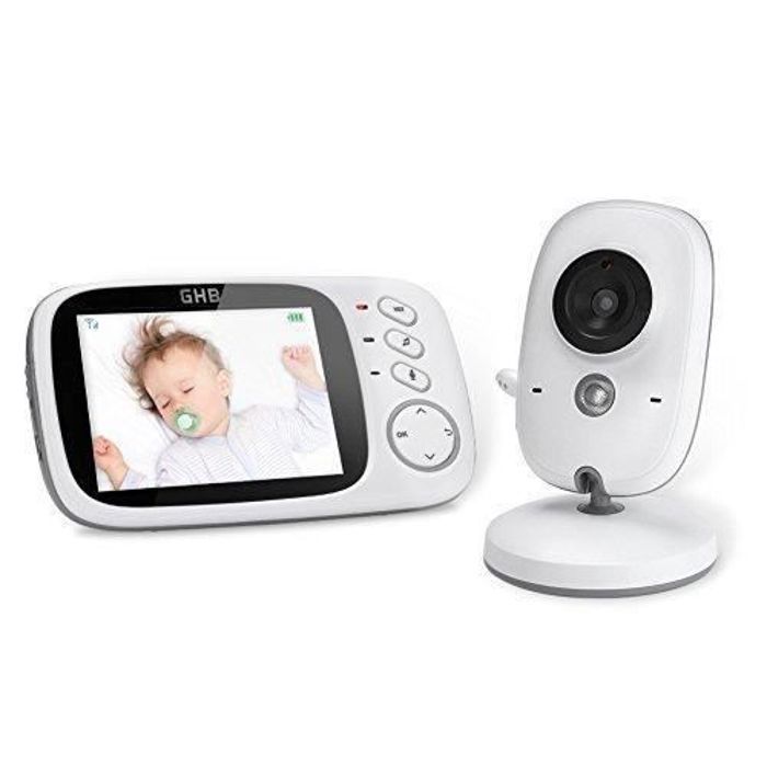 GHB Babyphone Caméra 3.2 Inches Bébé Moniteur Babyphone Vidéo LCD Couleur Bébé Surveillance 2.4 GHz Communication Bidirectionnelle