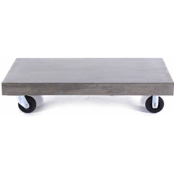 Table basse béton à roulettes 120 cm Hermitage