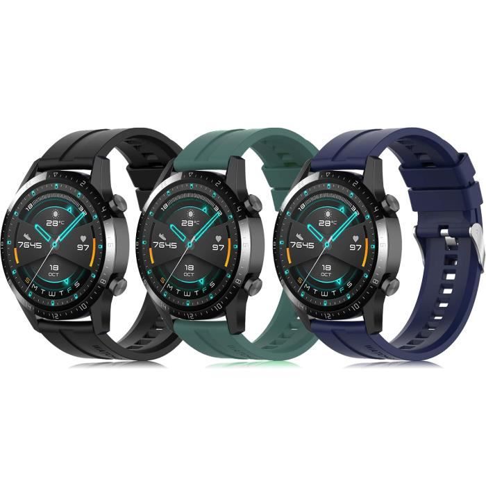 3pcs Compatible avec Bracelet Huawei Watch GT 2 46mm /GT 2 PRO/ GT 2e /HONOR MagicWatch 2 46mm Bracelet de Remplacement en Silicone