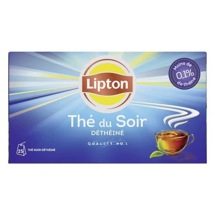 LOT DE 6 - LIPTON Thé du Soir déthéiné - Boite de 25 sachets - 50 g