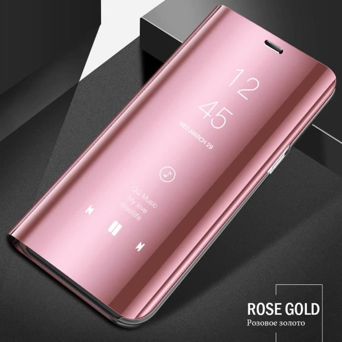 MISSTARS® Samsung Galaxy A32 5G , Coque Etui Housse Flip à rabat effet Miroir ROSE