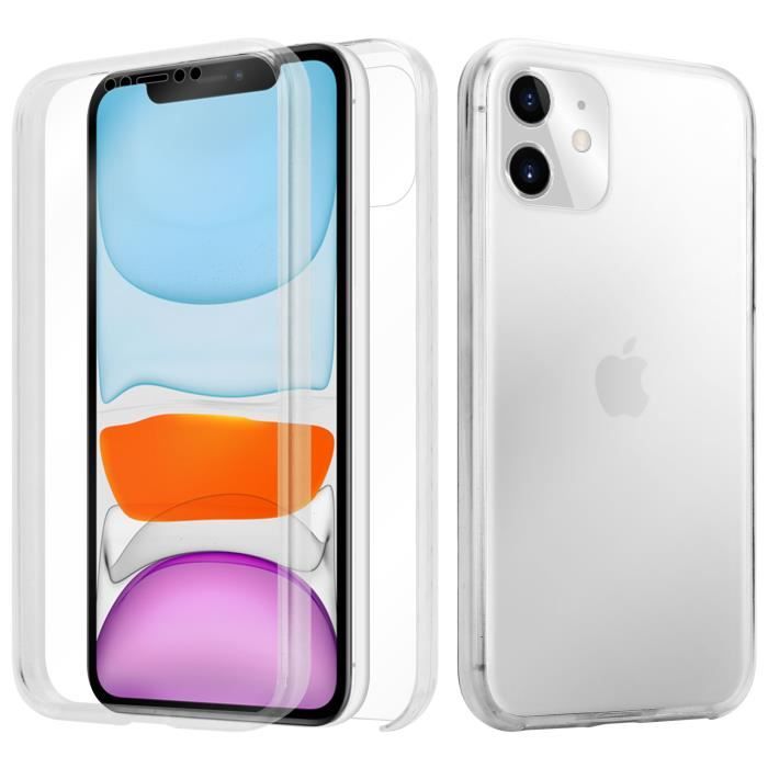 IPHONE 11 6.1 double coque full protection intégrale TPU 360° avant arriere transparente
