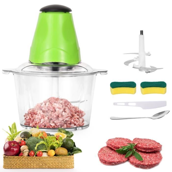 KENLUMO Hachoir Électrique Mixeur 2L avec 4 lames en acier inoxydable, Multifonction Moulin à Viande Pour Coupe Oignon, 200W