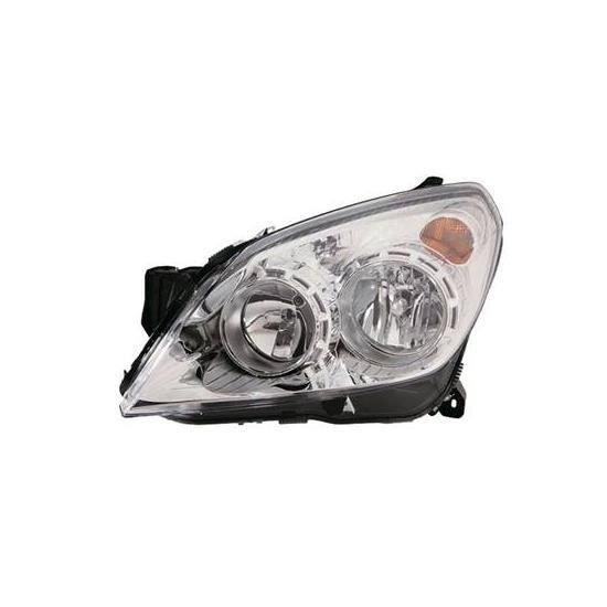 Phare Optique avant gauche pour OPEL ASTRA H 2007-2009, H7+H1, Corps Chrome, Neuf.