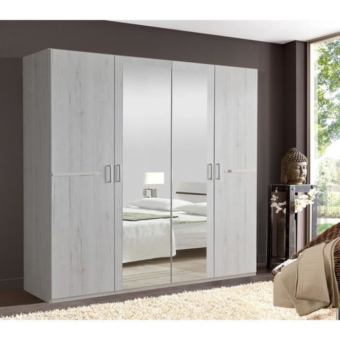 Armoire de rangement imitation chêne blanc - Dim : 180 X 210 X 58 Cm .