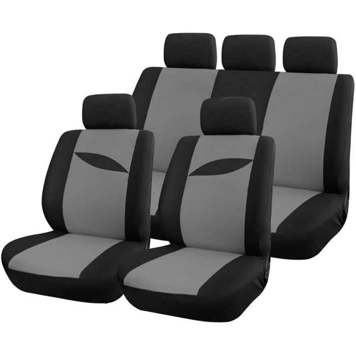 Housse protection pour siège de voiture universel bi couleur noir et gris