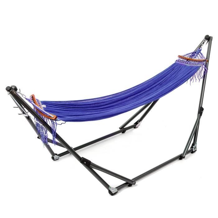 TEMPSA Support de Hamac pliant en acier 236x75x87cm lit suspendu capacité 250KG