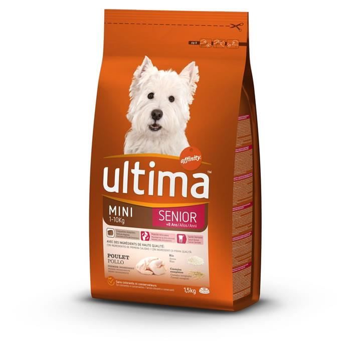 LOT DE 5 - ULTIMA Senior - Croquettes pour petit chien poulet et riz - Sac de 1,5 kg