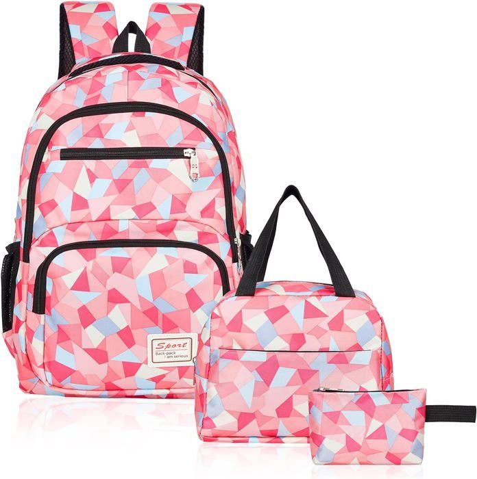 Sac à Dos - Enfant - Cartable Fille Primaire - Nylon Imperméable - Rose - Trousse Incluse Rose - Bagagerie - Maroquinerie