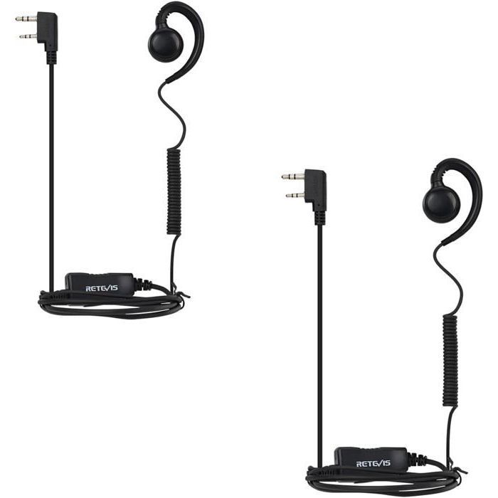 Kit Oreillette Talkie-walkie En G – Micro PTT Intégré, Compatible Kenwood 2 Broches (lot De 2)