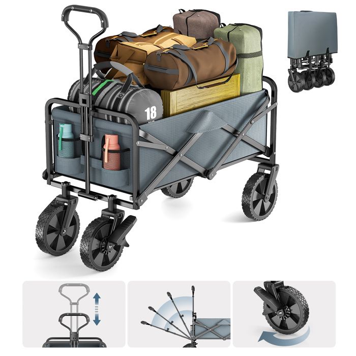 GJCrafts Chariot de Transport Pliable avec Double ein Chariot