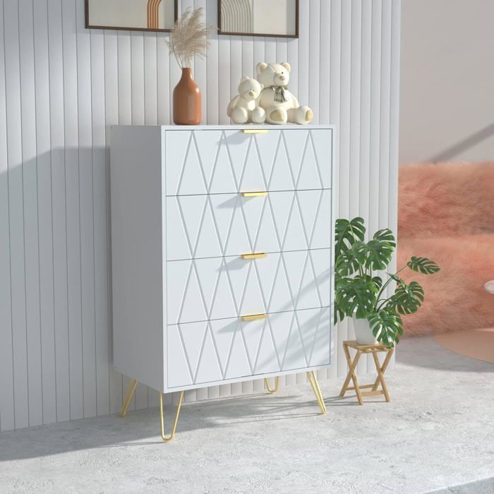 Commode 4 tiroirs ALYA laqué pieds gold main image 0
