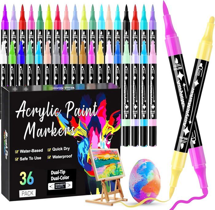 AEDAGA 72 Couleurs Feutre Acrylique, 36 Stylos Marqueur Peinture