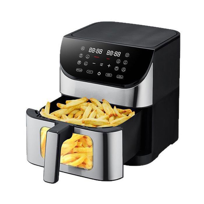  10 en 1 Friteuse sans huile 8L Professionnel pour la Famille- 10 Programmes - Avec Fen&ecirc;tre visible et Ecran tactile - Noir 