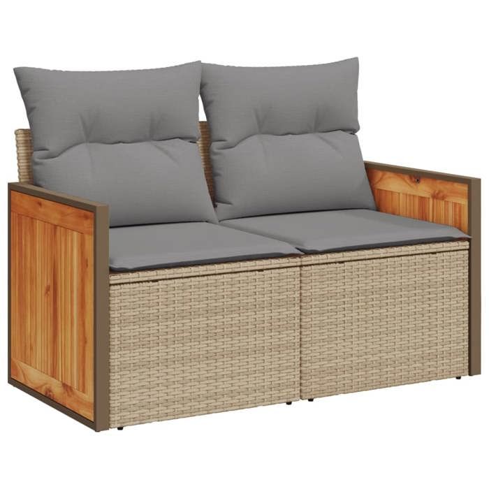 2025 RemiseCanapé dangle extérieur Canapé de jardin avec coussins 2 places beige résine tressée - 1parcel SJ9621078