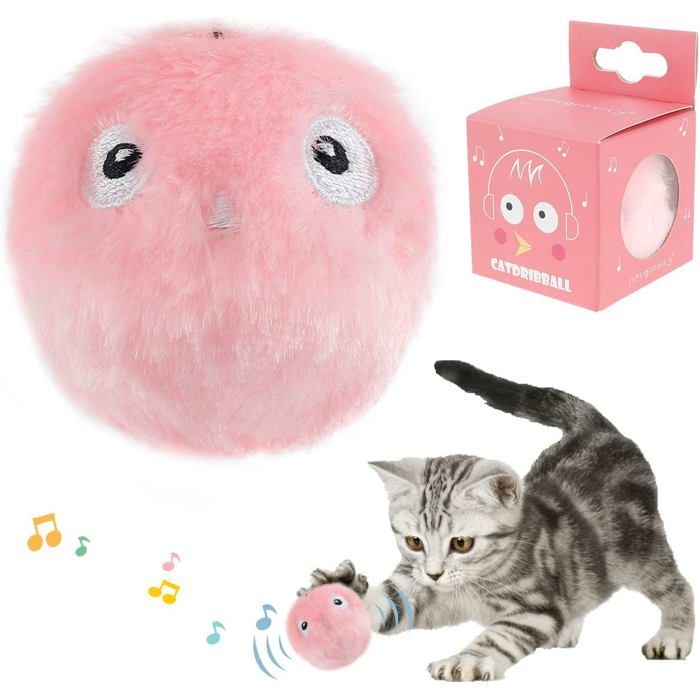 Meilleurs prix pour Jouet pour Chat interactif avec Les cris des Oiseaux Grenouilles et grillons Balles pour Chats en Peluche chasser(Rose )