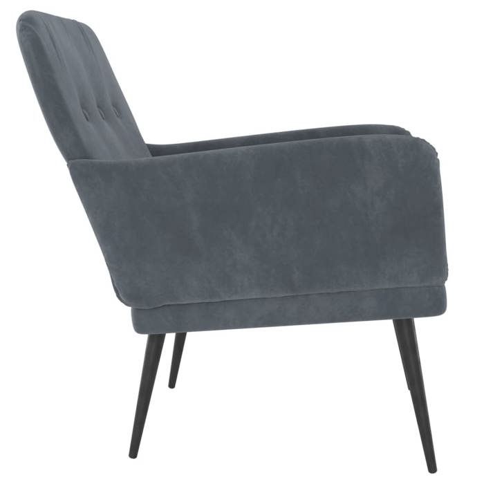 CHIC 1 PLACE Fauteuil scandinave - Gris foncé 62x79x79 cm - Velours 62x79x79 cm @132