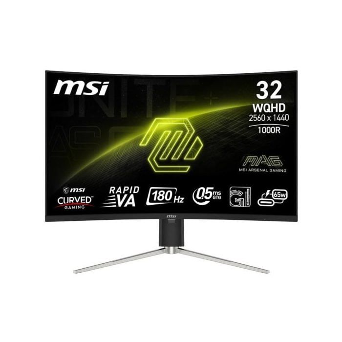 MSI MAG 325CQRF QD E2 31.5 LED Rapid VA QHD 180Hz 0.5ms Adaptive Sync Curva USB C - vue 1
