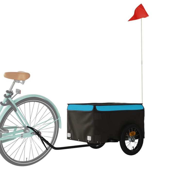Remorque de bicyclette VENTE-FLASH - Remorque de vélo - noir et bleu 30 kg fer @62145660