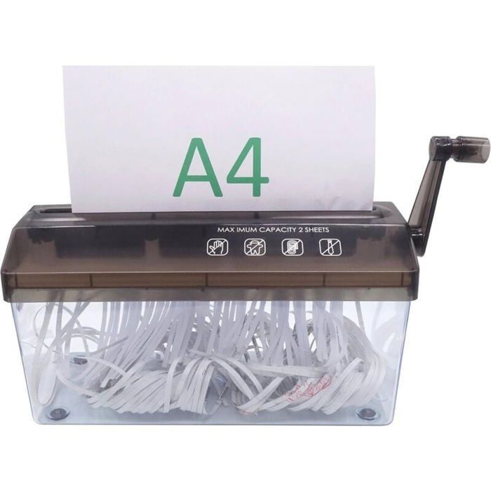 Dchiqueteuse pour Papier A4Destructeur de Documents Manuel pour BureaucoleMaisonPortable Shredder pour Papier et Documents