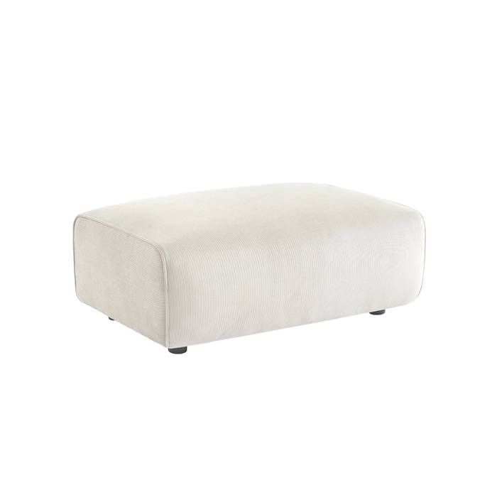 Pouf. module pour canapé. repose-pieds pour canapé 3 places en velours côtelé crème. L 102 x P 70 x H 41cm - Wallas Pouf. module pour canapé. repose-pieds pour canapé 3 places en velours côtelé crème. L 102 x P 70 x H 41cm - Wallas