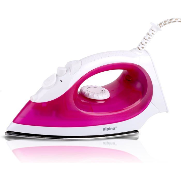 JATA PL225 Fer à repasser à vapeur Semelle en acier inoxydable 2400 W Violet, Blanc