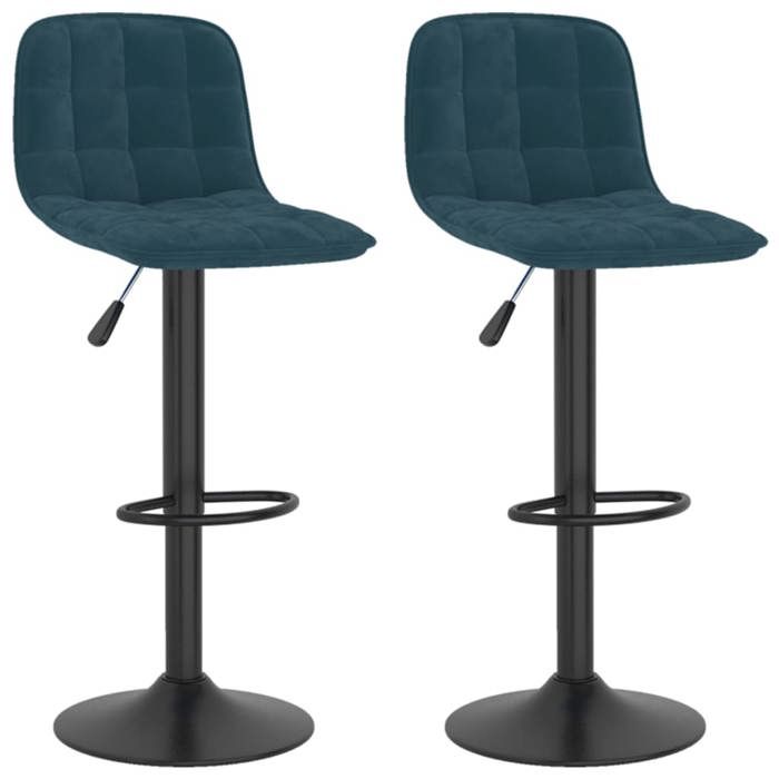 Autumn sale Tabourets de bar (Set de 2) bleu velours - confort optimal - Contemporain - 42.5x45x105 cm