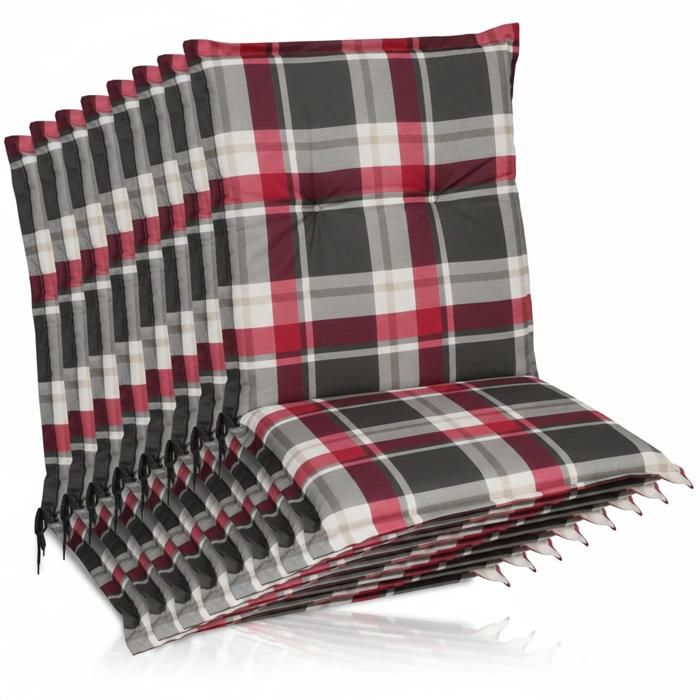 Set de 8 coussins Sunny RK à dossier bas 100x50cm Bordeaux à carreaux Set de 8 coussins Sunny RK à dossier bas 100x50cm Bordeaux à carreaux