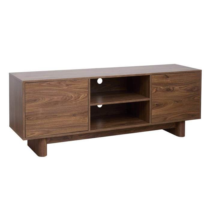 Meuble TV 160 cm scandinave bois foncé - Oviala
