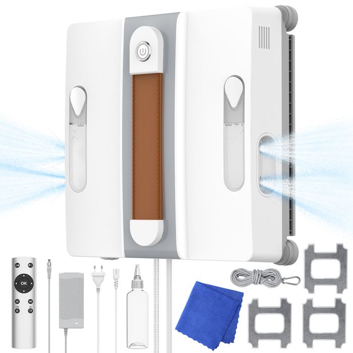 Mini Robot lave-vitres doubles buses pulvérisation ultrasonique  planification intelligente des trajets Jet deau à quatre