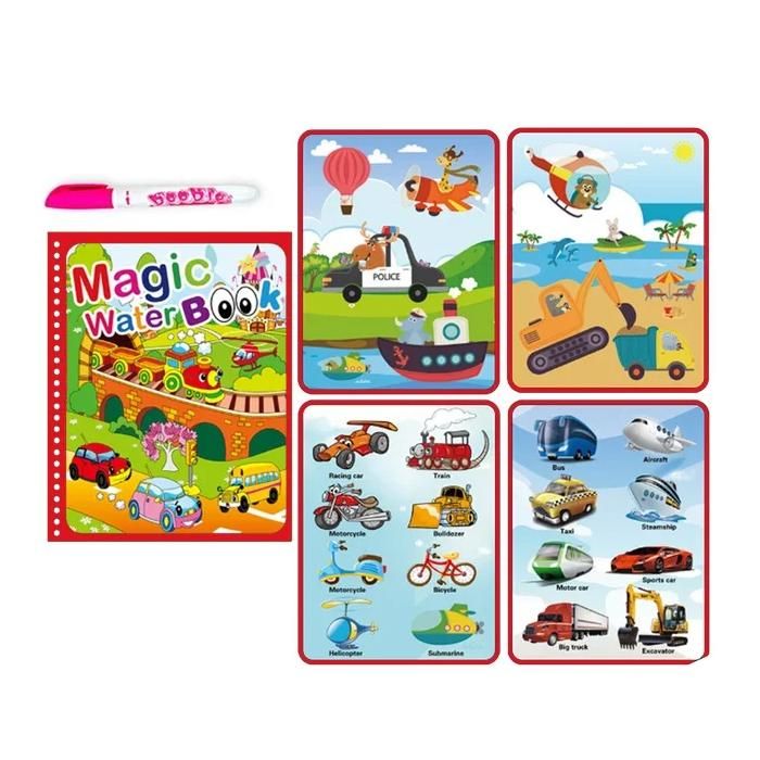 Lot De 4 Livres De Coloriage Magique à L'eau + 4 Stylos – Réutilisable, Sans Tache, Dès 3 Ans