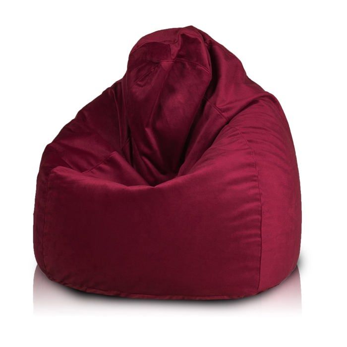 Fuzzy pouf fauteuil microfibre poire adulte fauteuil relax salon billes polystyrène 80x110 cm bordeaux Ecopuf